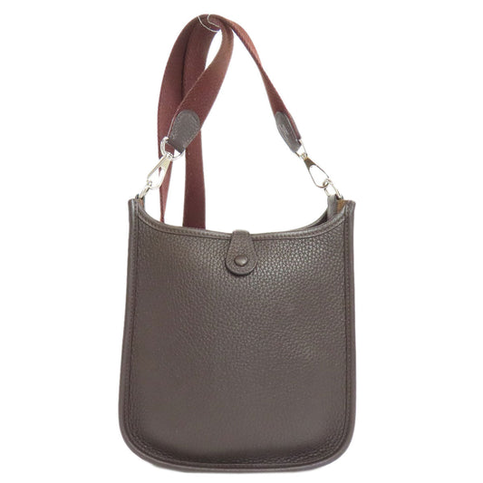 Hermes Shoulder Bag Taurillon Clemence Brown Evelyn Tpm Silver Metal