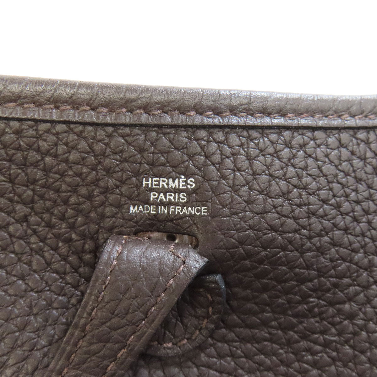 Hermes Shoulder Bag Taurillon Clemence Brown Evelyn Tpm Silver Metal