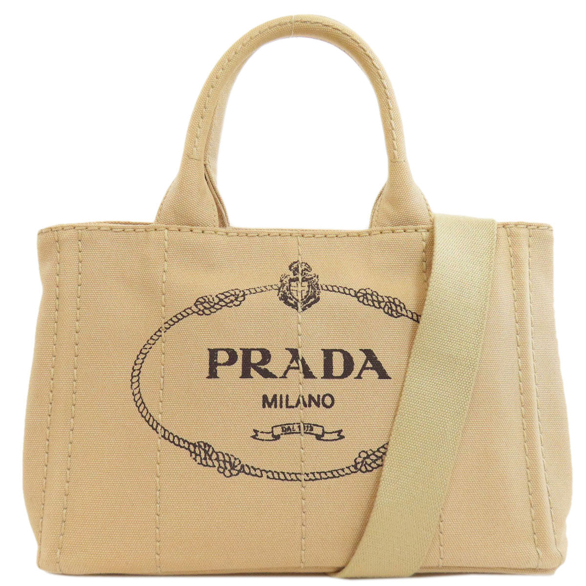 Prada Handbag 1 Bg439 Canvas Beige Canapa Mini 2 Way