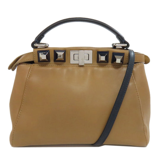 Fendi Handbag Calfskin Brown Peekaboo Mini 2 Way