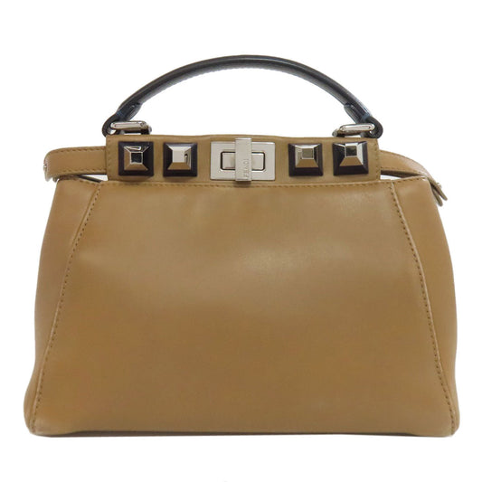 Fendi Handbag Calfskin Brown Peekaboo Mini 2 Way