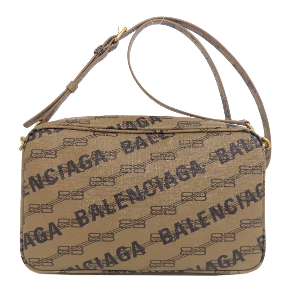 Balenciaga Shoulder Bag 702723 Pvc Brown Bb Monogram Women Used Authentic