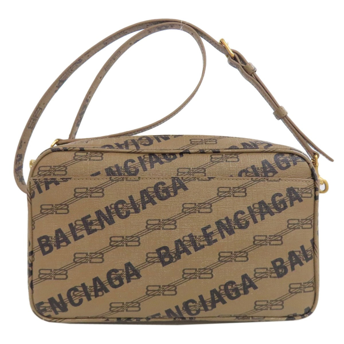 Balenciaga Shoulder Bag 702723 Pvc Brown Bb Monogram Women Used Authentic