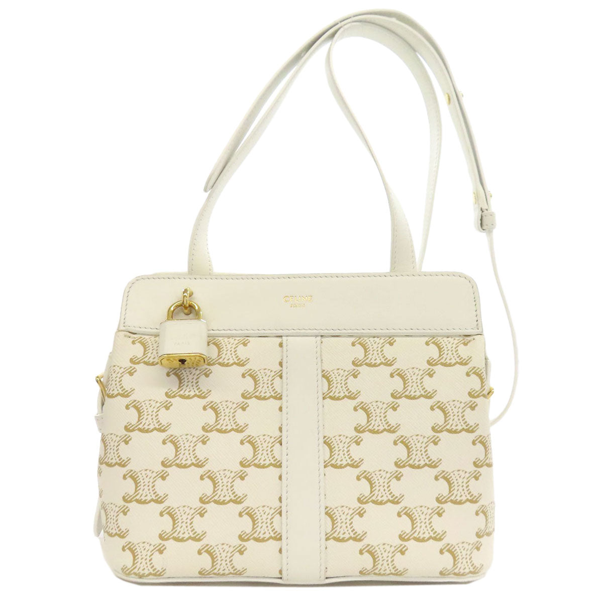 Celine Shoulder Bag Pvc White Triomphe