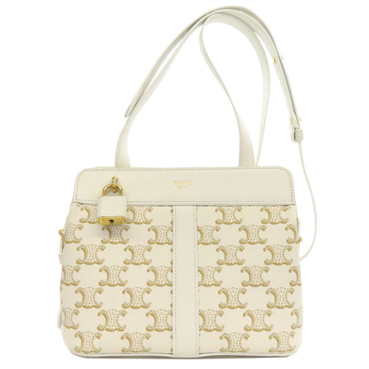 Celine Shoulder Bag Pvc White Triomphe