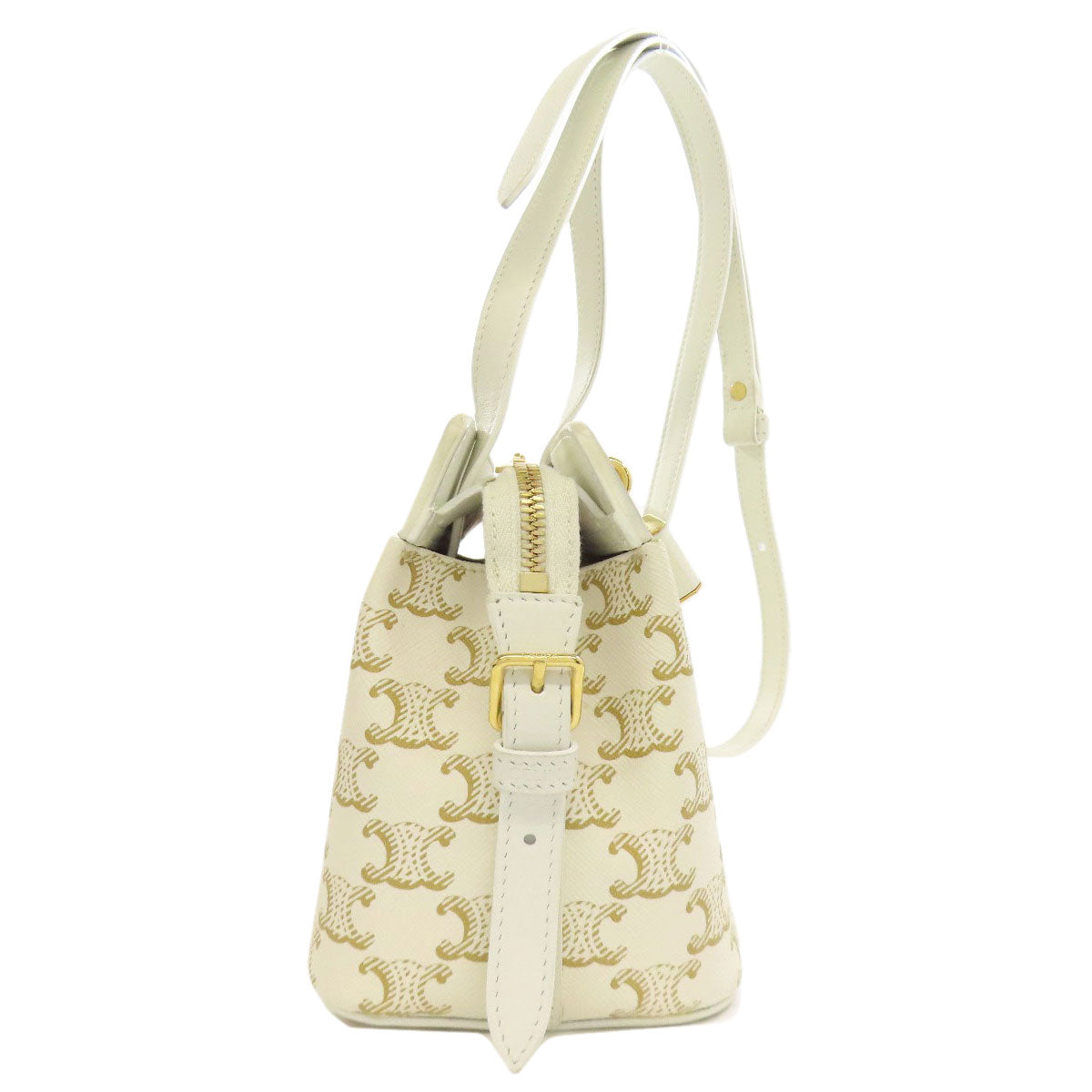 Celine Shoulder Bag Pvc White Triomphe