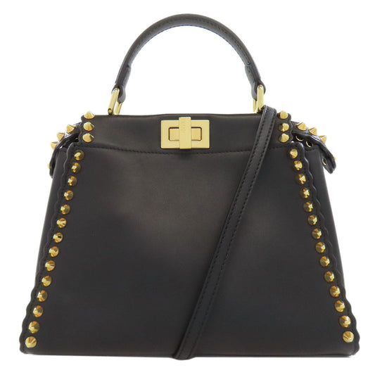 Fendi Handbag Calfskin Black Mini Peekaboo Studs 2 Way