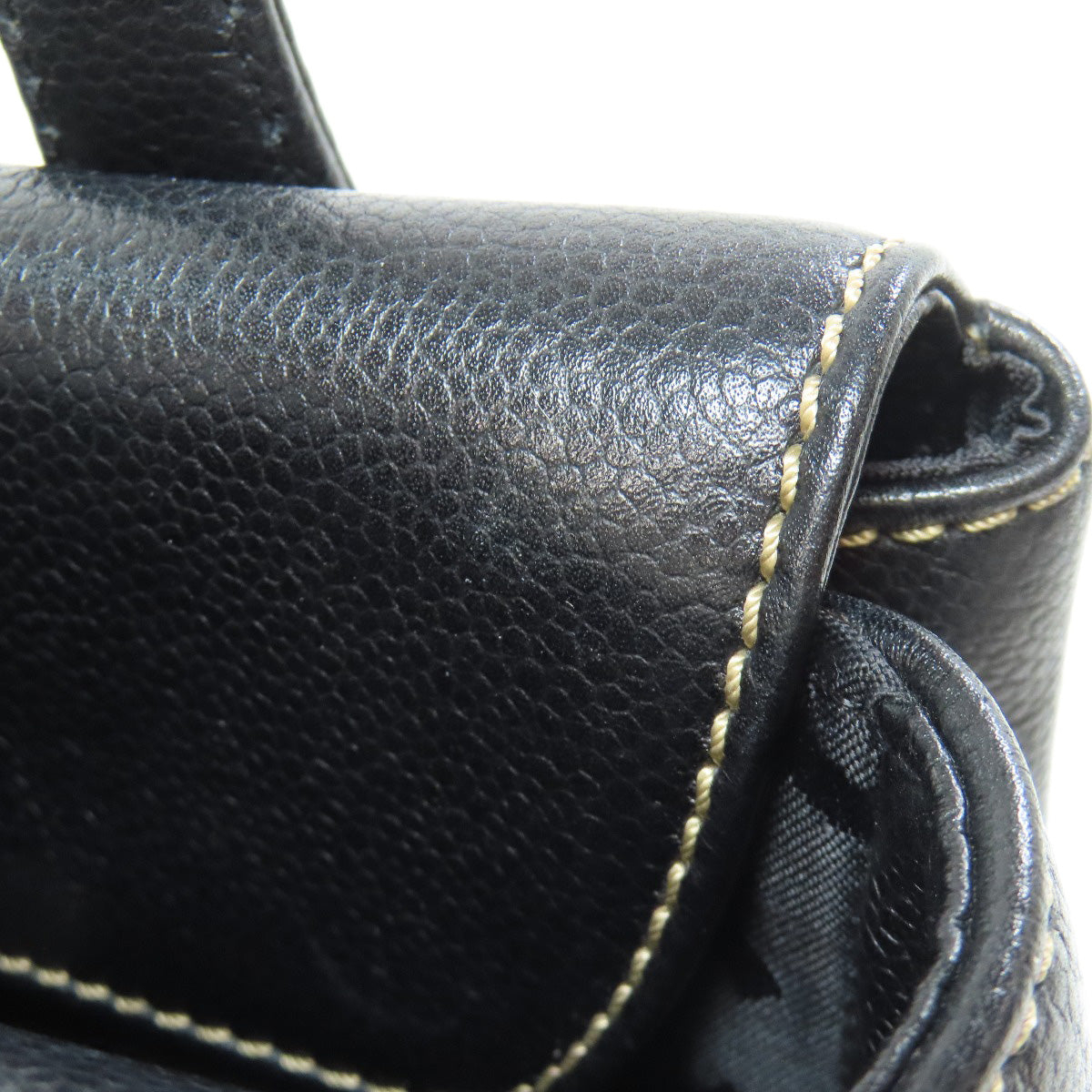 Chanel Tote Bag Grained Calfskin Skin Black Coco Mark Wild Stitch