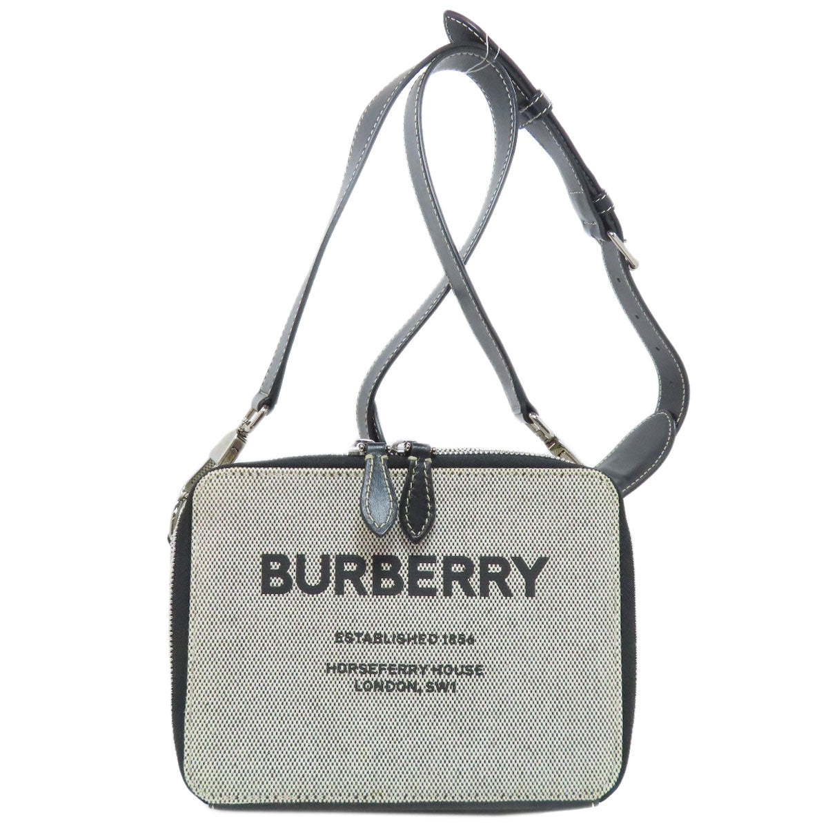 Burberry Shoulder Bag Canvas Gray Logo