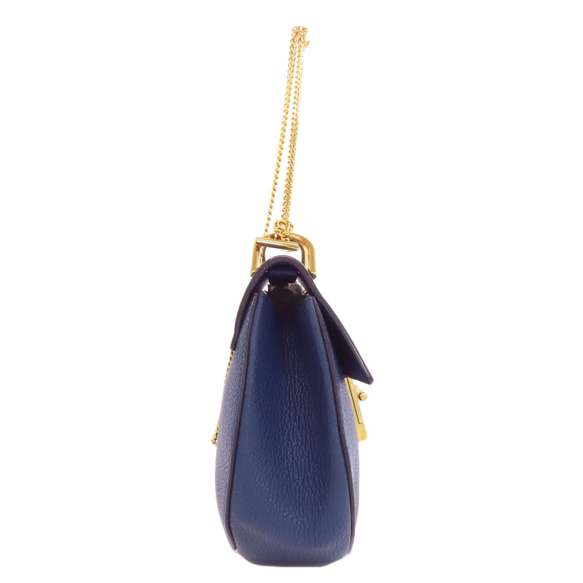 Chloe Shoulder Bag Leather Blue Drew Chain Shoulder