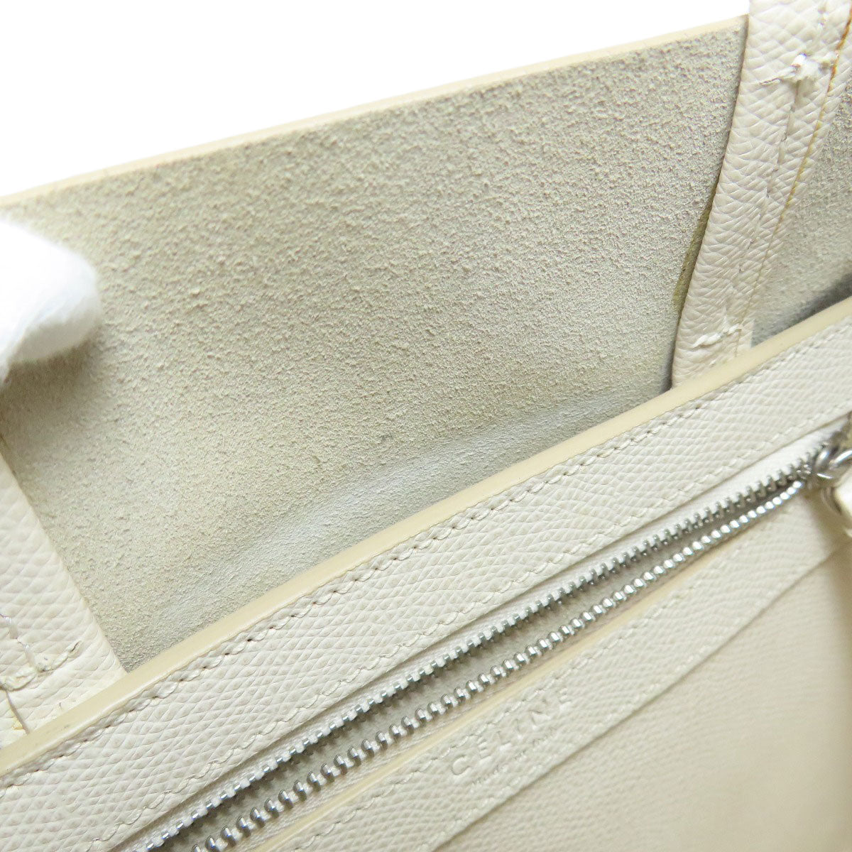 Celine Handbag Leather White Vertical Cabas 2 Way