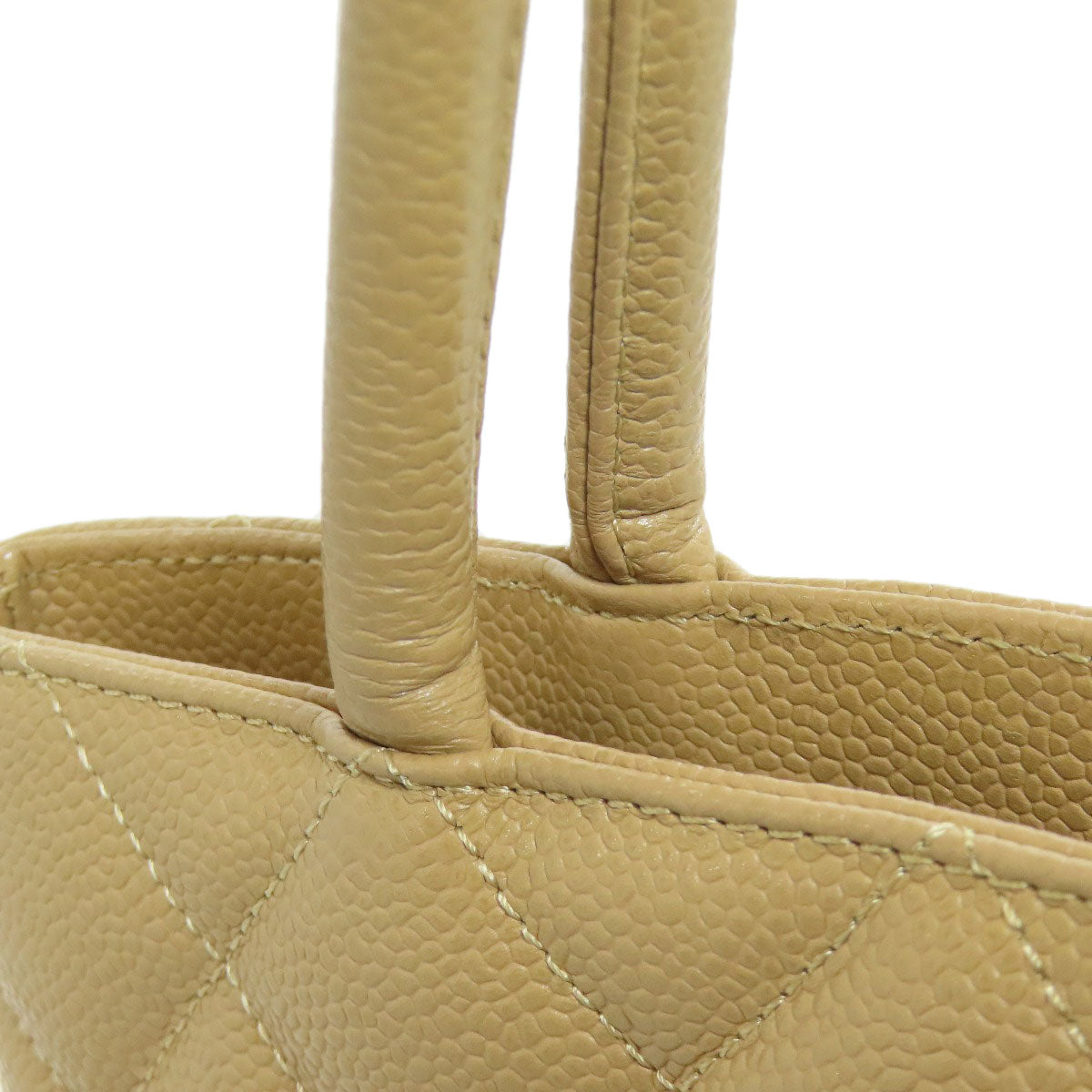 Chanel Tote Bag Grained Calfskin Skin Beige Replica Tote Gold Metal