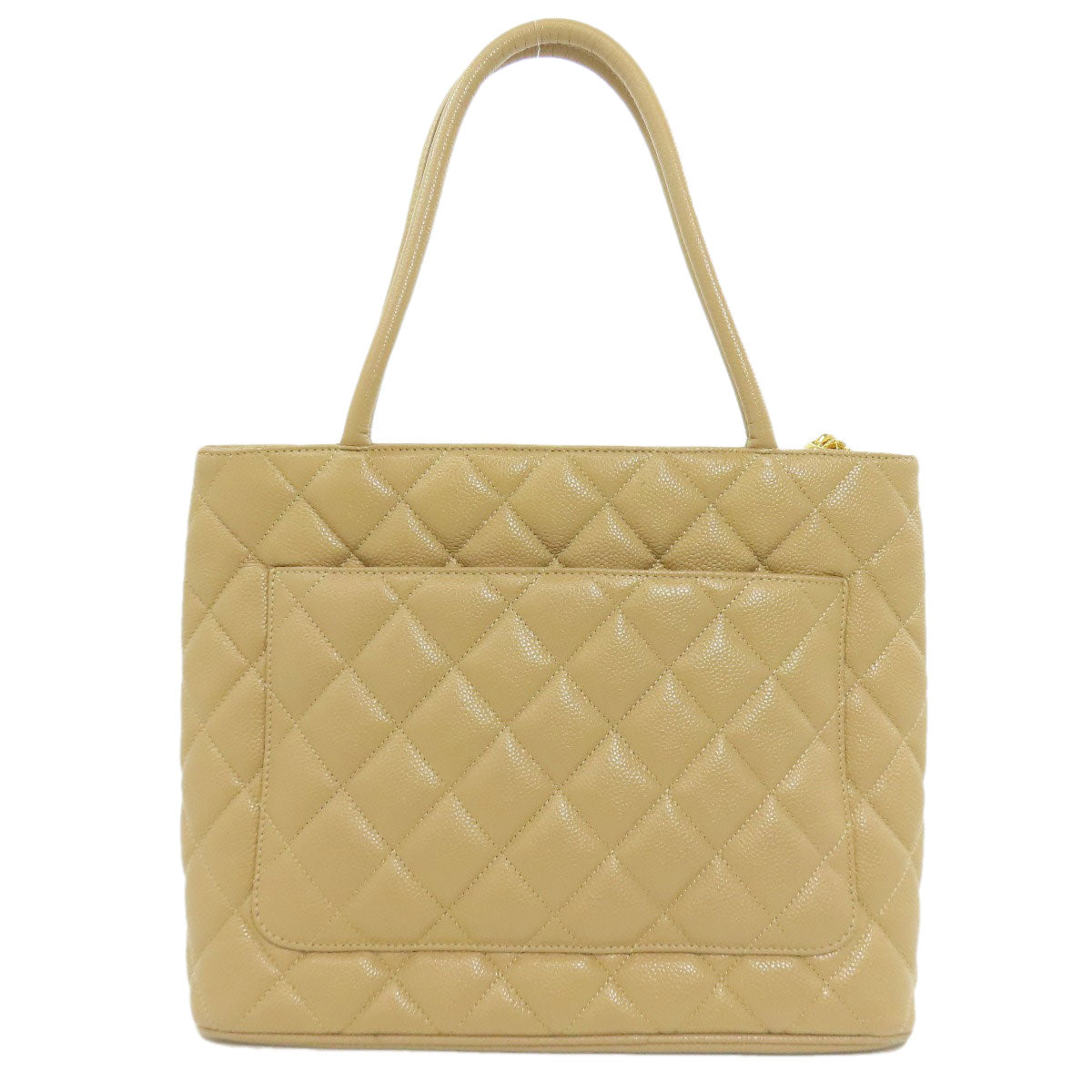 Chanel Tote Bag Grained Calfskin Skin Beige Replica Tote Gold Metal