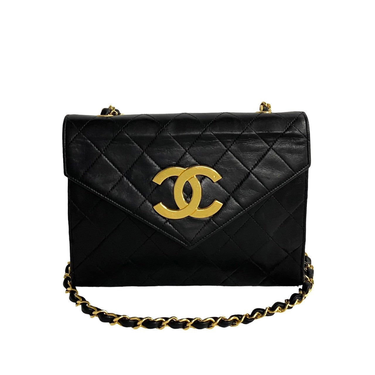 Chanel Shoulder Bag Leather Black Matrasse Women Used Authentic