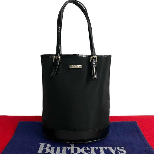 Burberry Tote Bag Leather, Canvas Black Nova Check Women Used Authentic