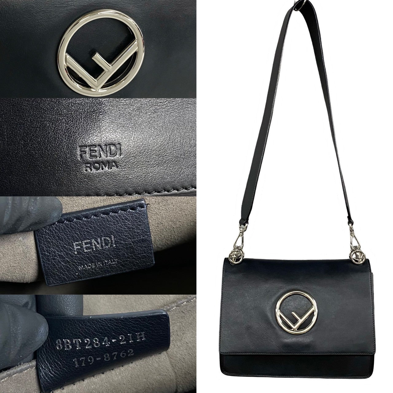 Fendi Shoulder Bag Leather Black Kanaeyev Women Used Authentic