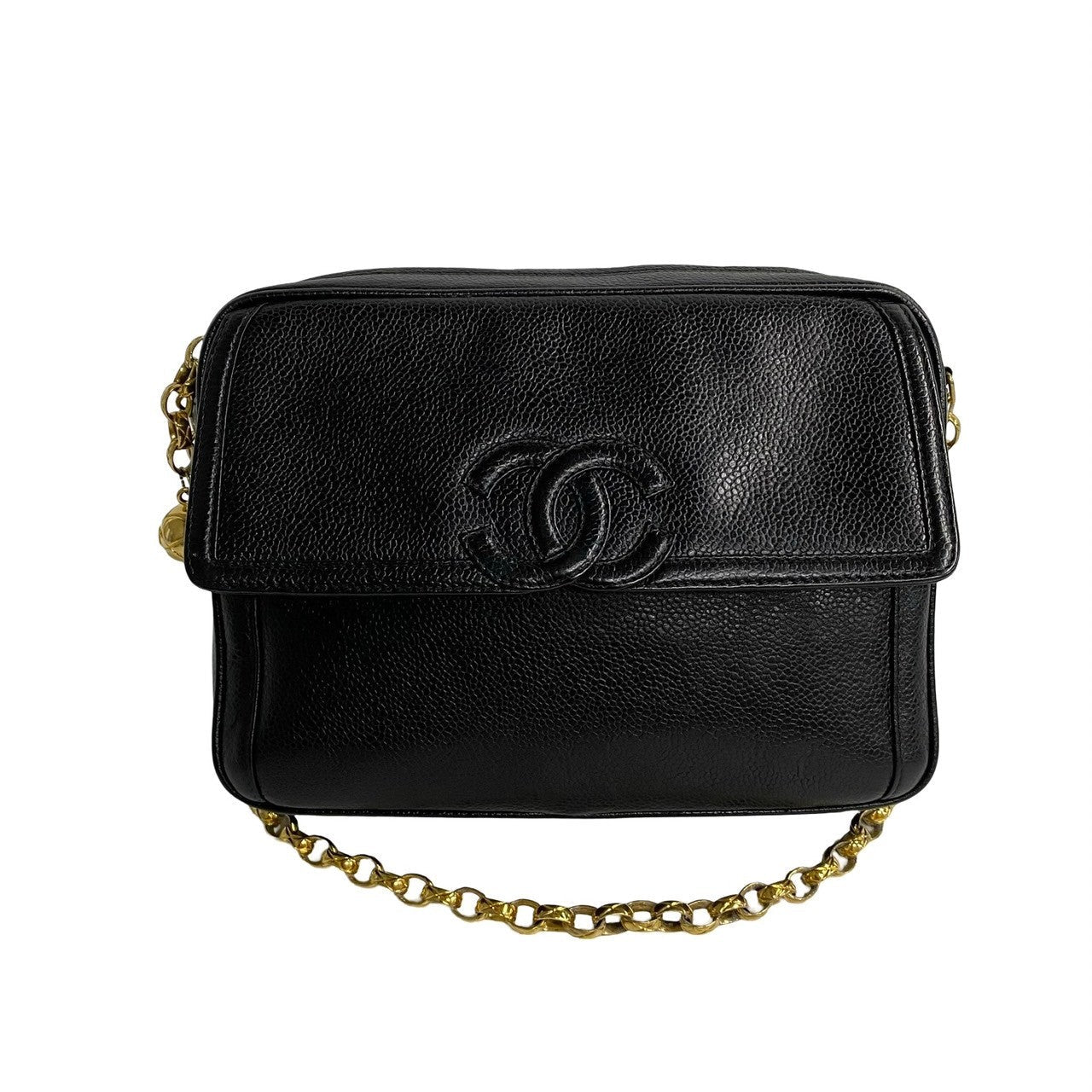 Chanel Shoulder Bag Matt Caviar Skin Black Women Used Authentic