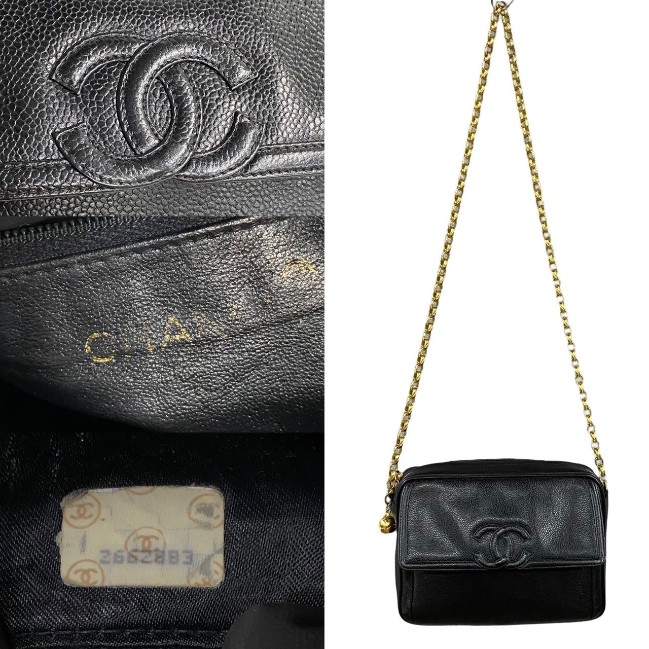 Chanel Shoulder Bag Matt Caviar Skin Black Women Used Authentic