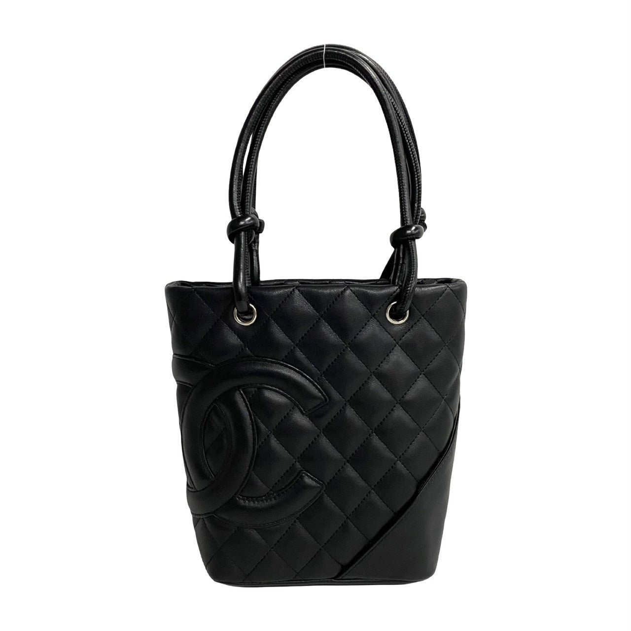 Chanel Handbag Leather Black Coco Mark Cambon Small Tote Women Used Authentic