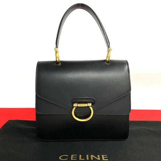 Celine Handbag Leather Black Women Used Authentic