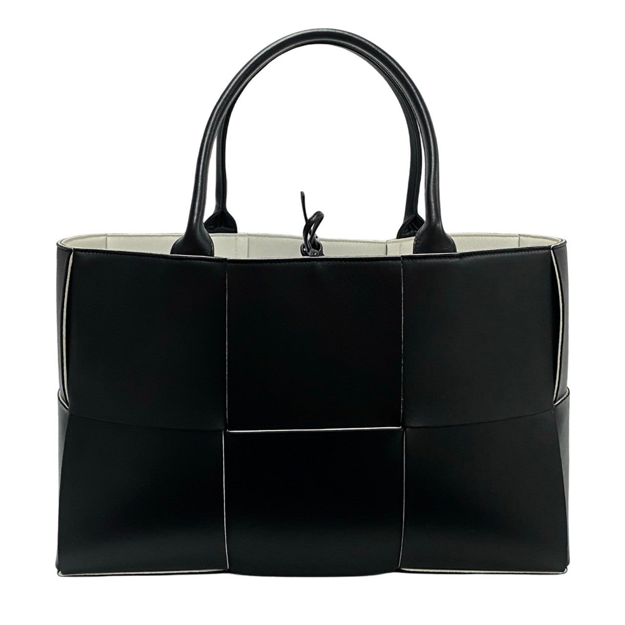 Bottegaveneta Tote Bag Leather Black Maxi Intrecciato Alco Medium Mens(unisex) Used Authentic