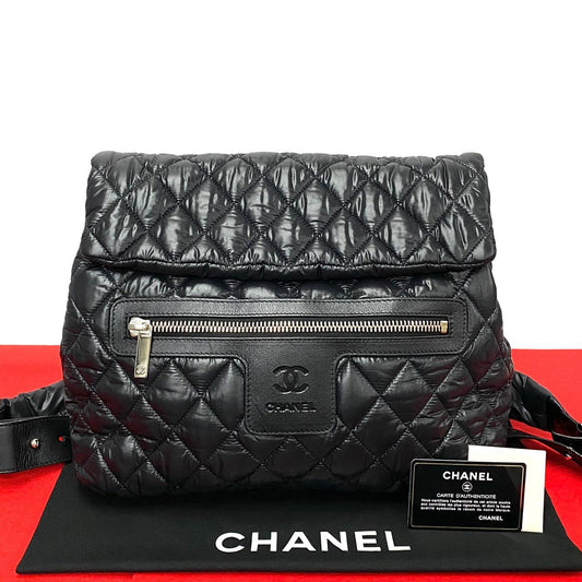 Chanel Backpack Leather, Nylon Black Coco Cocoon Quilting Women Used Authentic