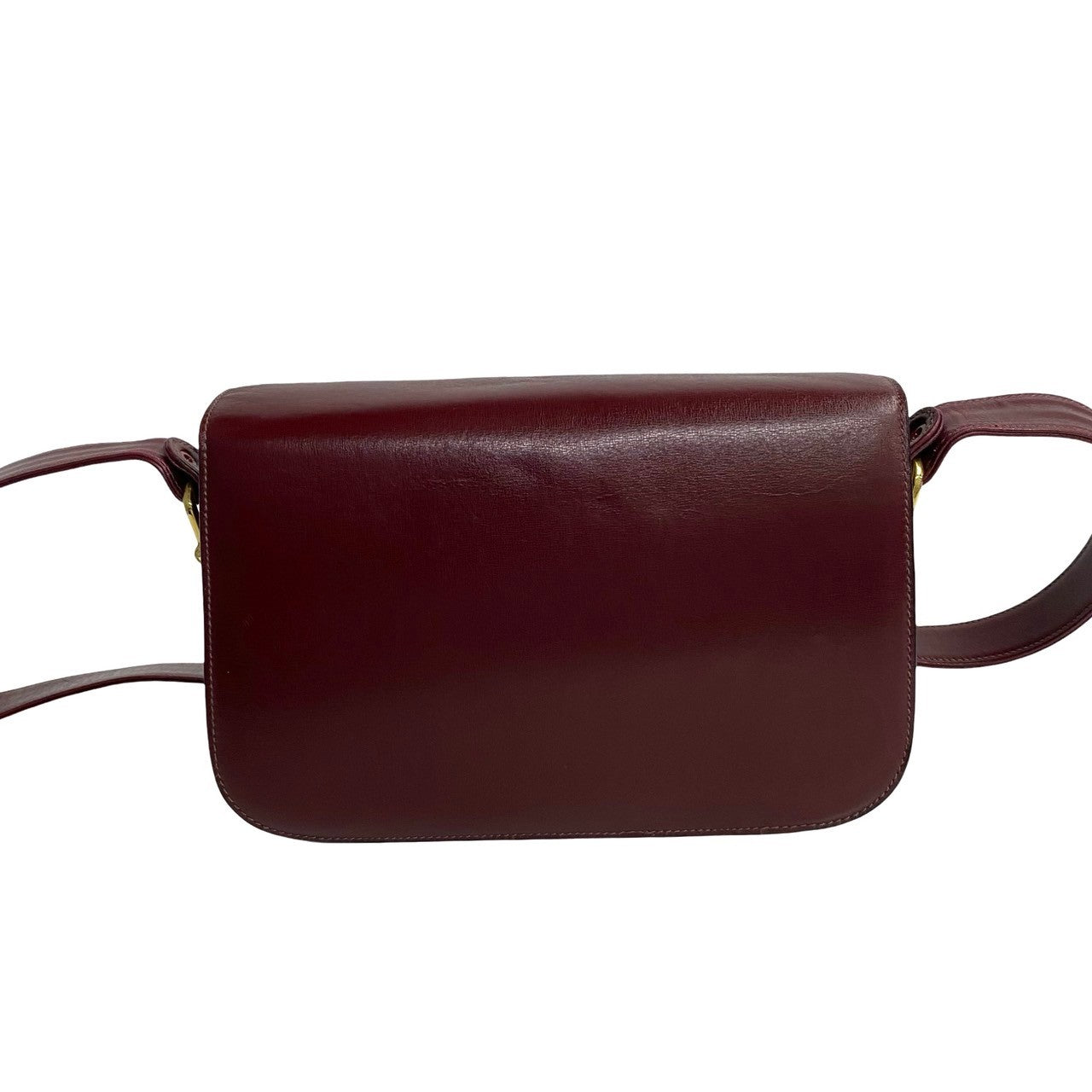 Celine Shoulder Bag Calfskin, Leather Wine Red Carriage Metal Women Used Authentic