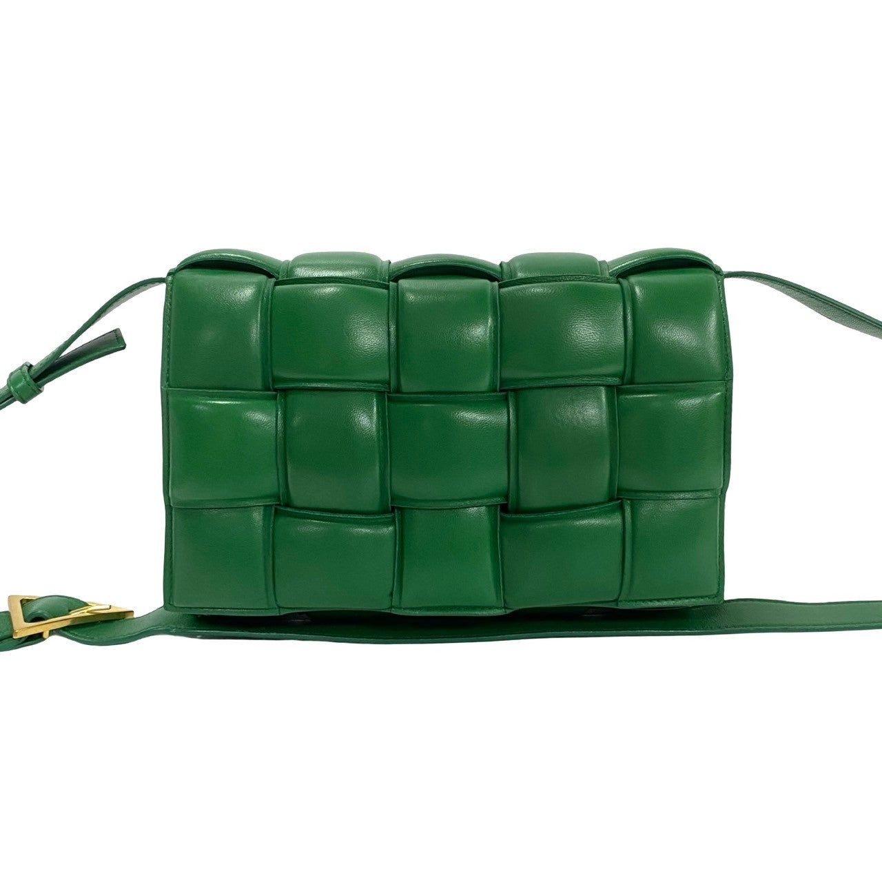 Bottegaveneta Shoulder Bag Leather Green Padded Cassette Women Used Authentic