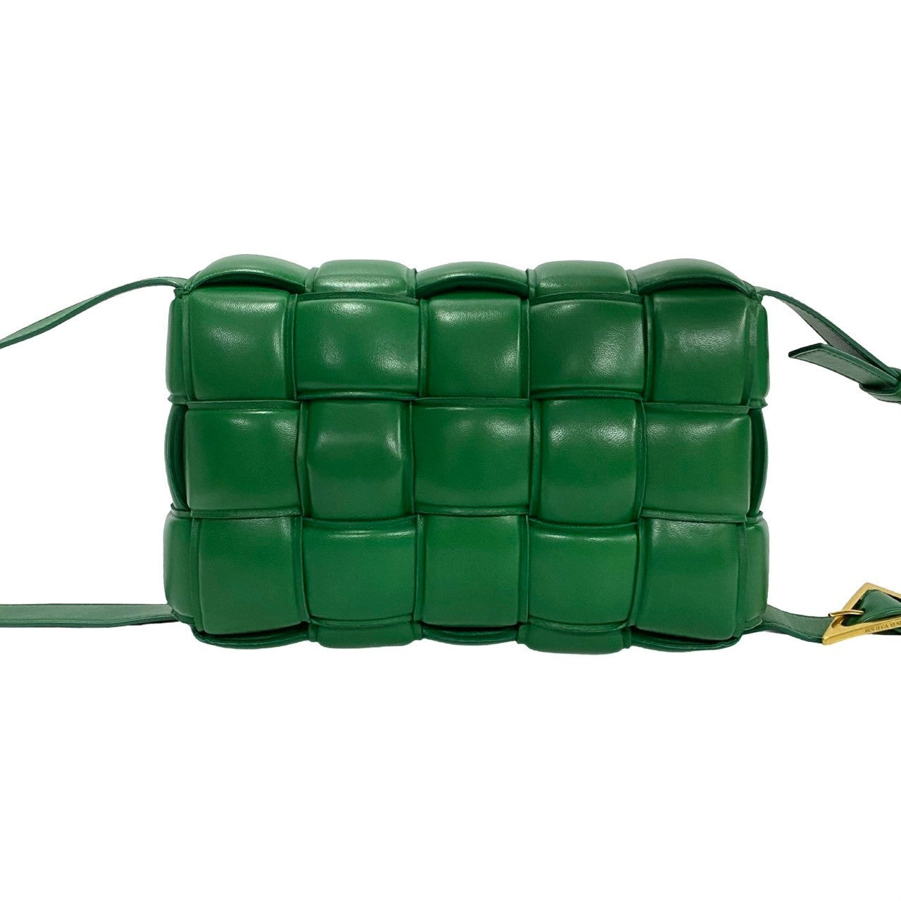 Bottegaveneta Shoulder Bag Leather Green Padded Cassette Women Used Authentic