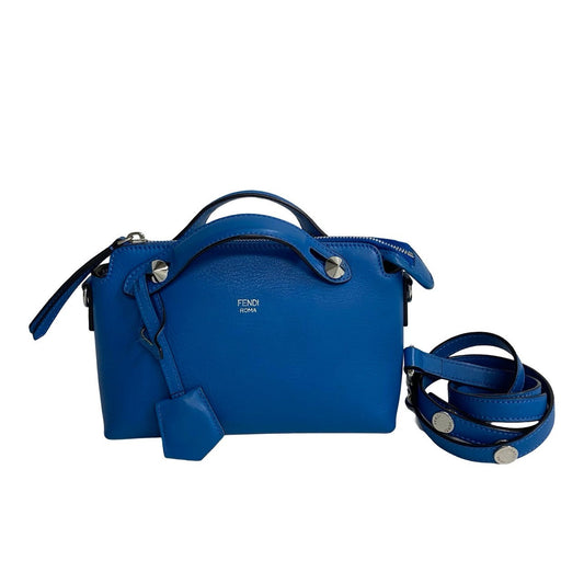 Fendi Shoulder Bag Leather Blue By The Way Small Women Used Authentic