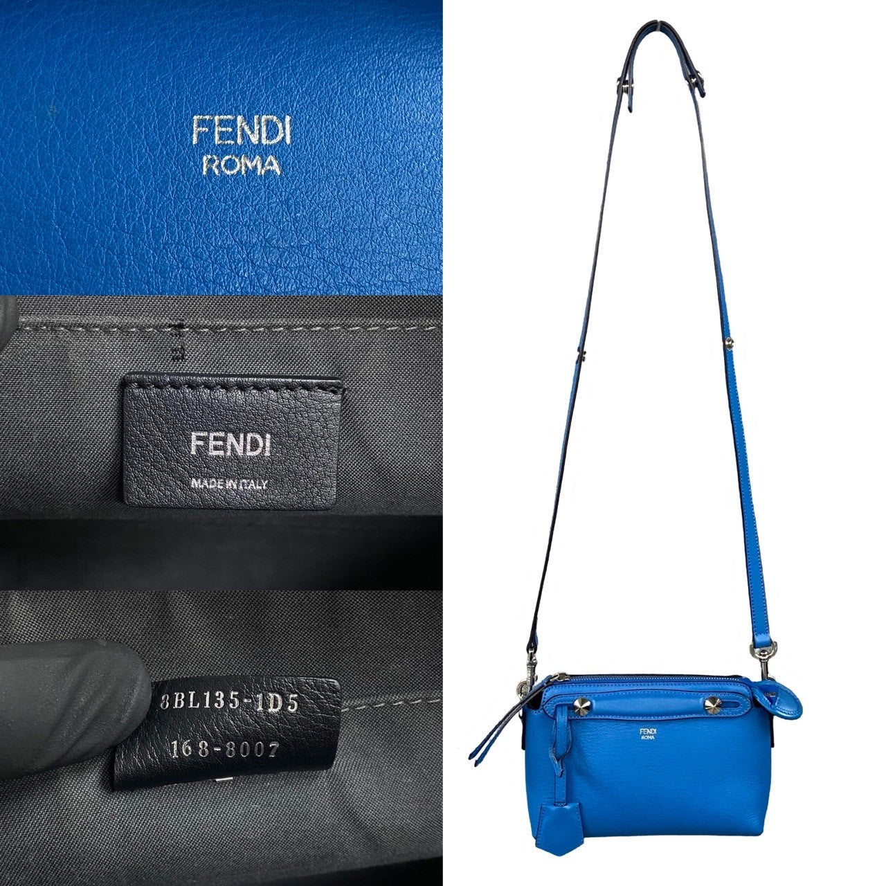 Fendi Shoulder Bag Leather Blue By The Way Small Women Used Authentic