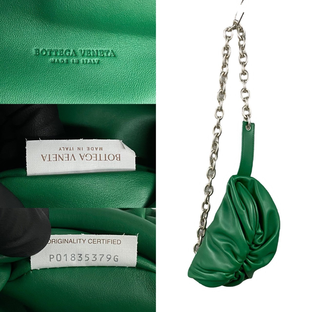 Bottegaveneta Shoulder Bag Leather Green The Chain Pouch Women Used Authentic