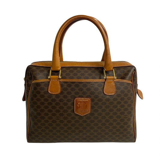 Celine Boston Duffel Bag Leather, Pvc Brown Macadam Blazon Pattern Triomphe Logo Women(unisex) Used Authentic