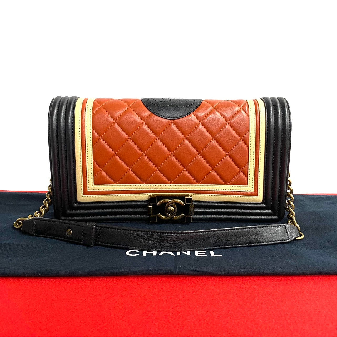 Chanel Shoulder Bag Lambskin Black Boy Chanel Women Used Authentic