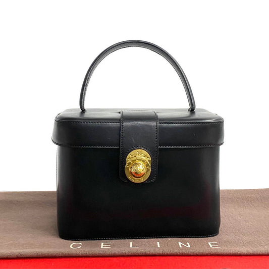 Celine Handbag Leather Black Star Ball Metal Women Used Authentic