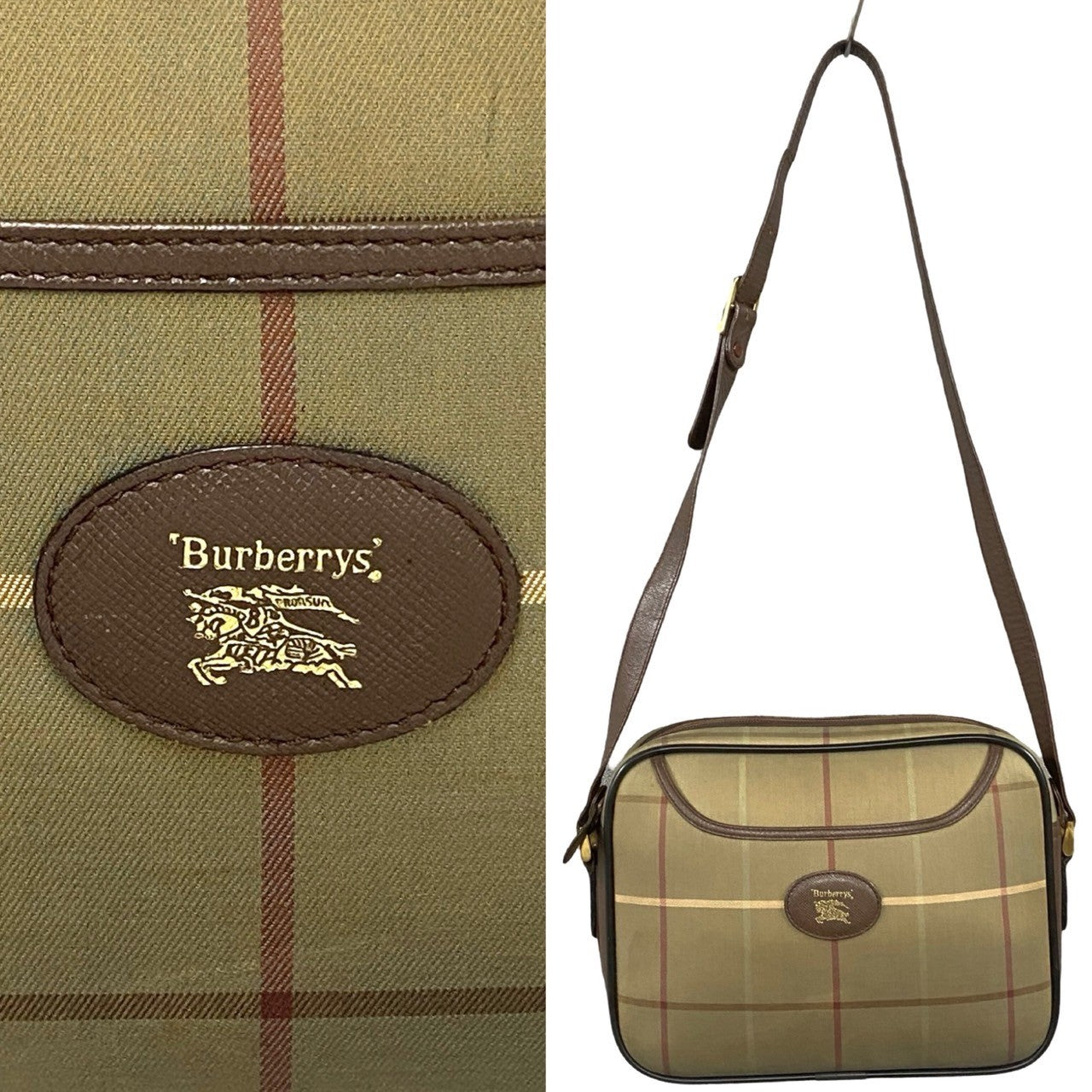 Burberrys Shoulder Bag Leather, Canvas Brown Nova Check Mens(unisex) Used Authentic