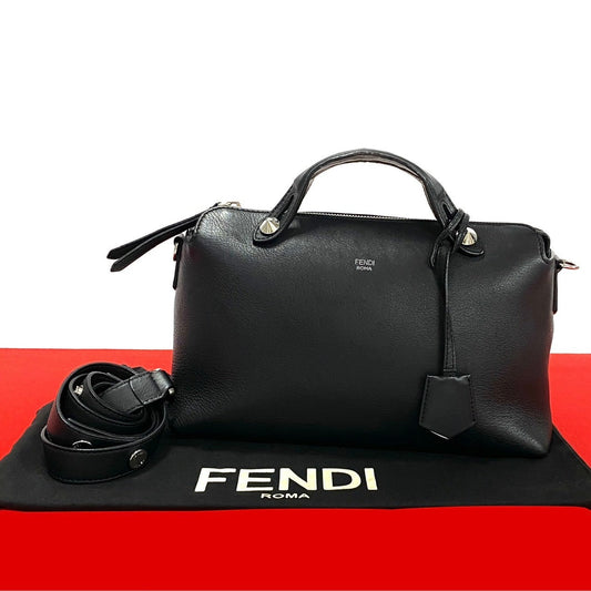 Fendi Shoulder Bag Leather Black By The Way Small Mens(unisex) Used Authentic