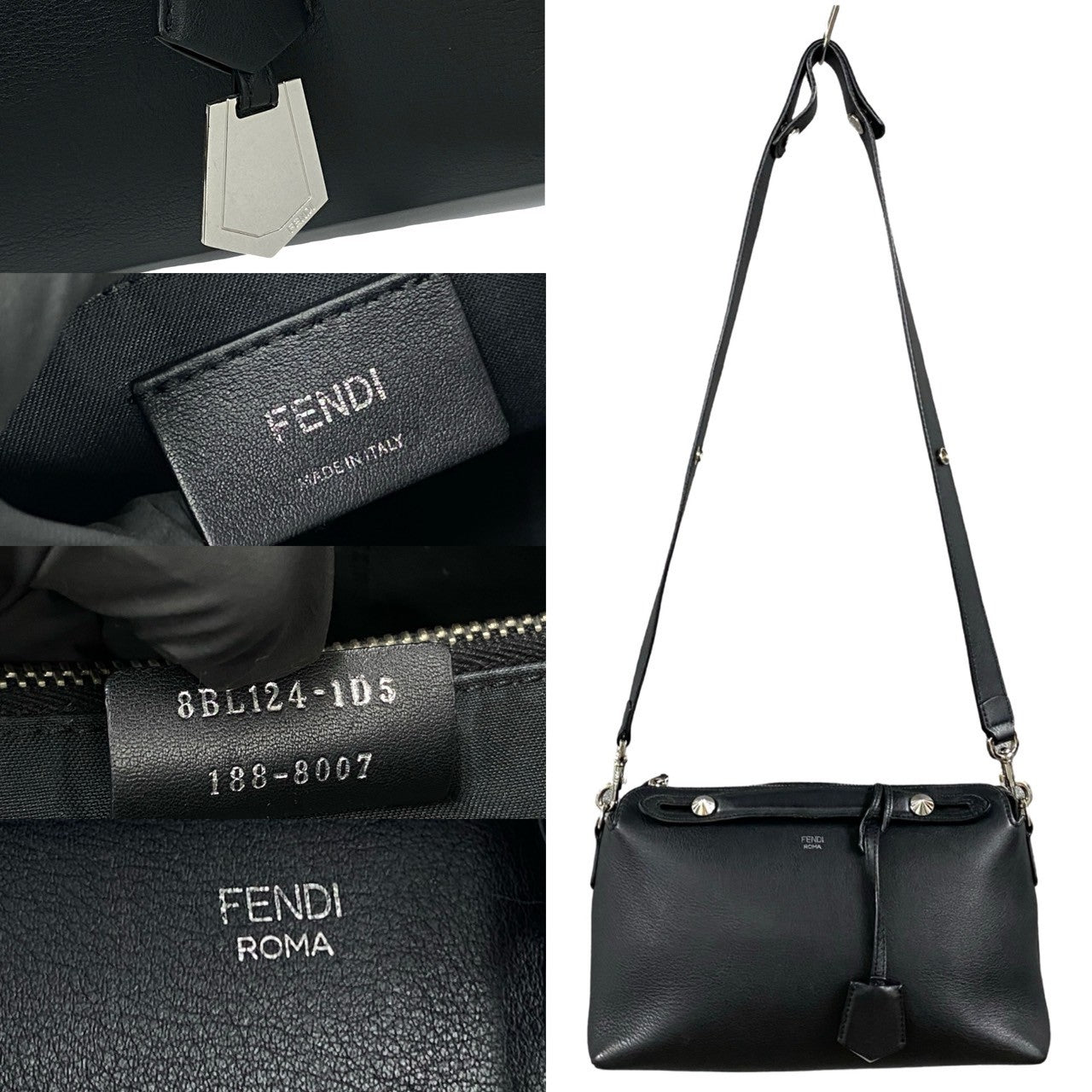 Fendi Shoulder Bag Leather Black By The Way Small Mens(unisex) Used Authentic