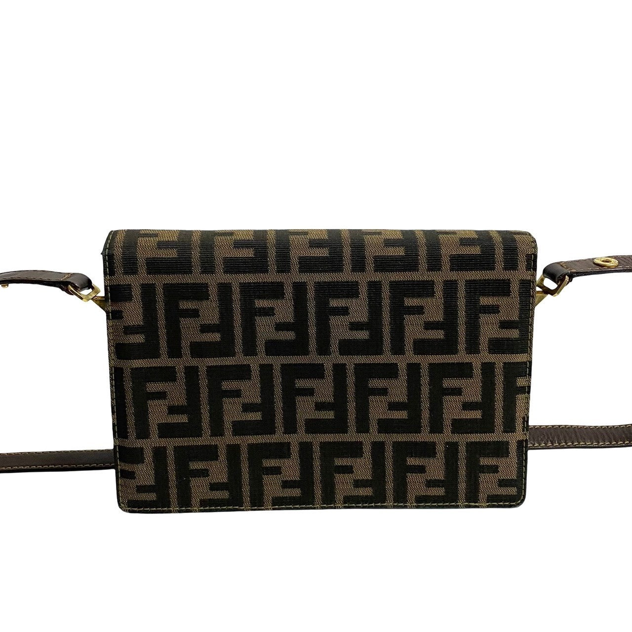 Fendi Shoulder Bag Leather, Canvas Brown Zucca Ff Pattern Women Used Authentic