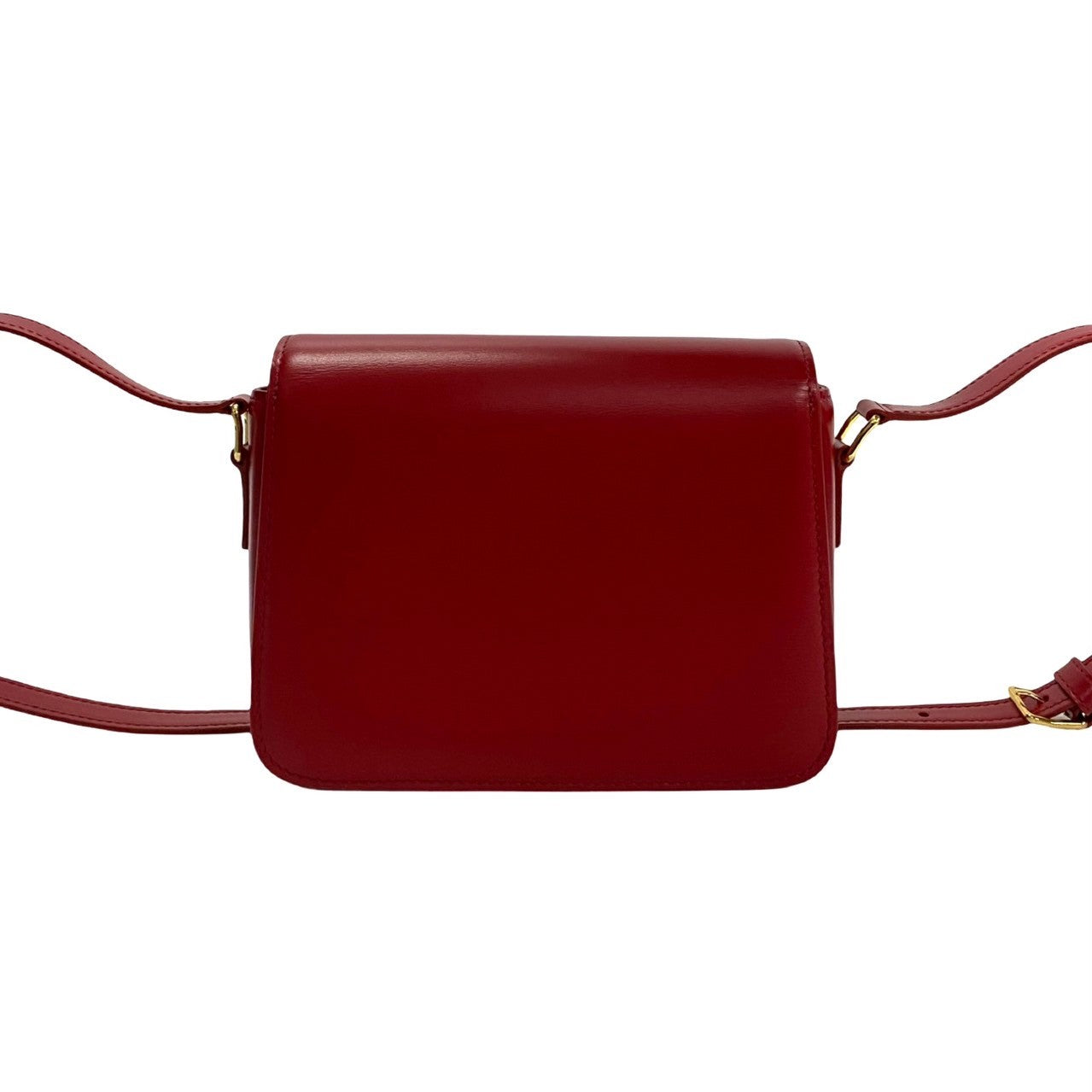 Celine Shoulder Bag Leather, Pvc Red Triomphe Logo Metal Teen Triomphe Women Used Authentic