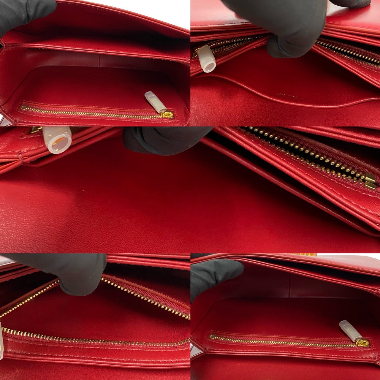 Celine Shoulder Bag Leather, Pvc Red Triomphe Logo Metal Teen Triomphe Women Used Authentic