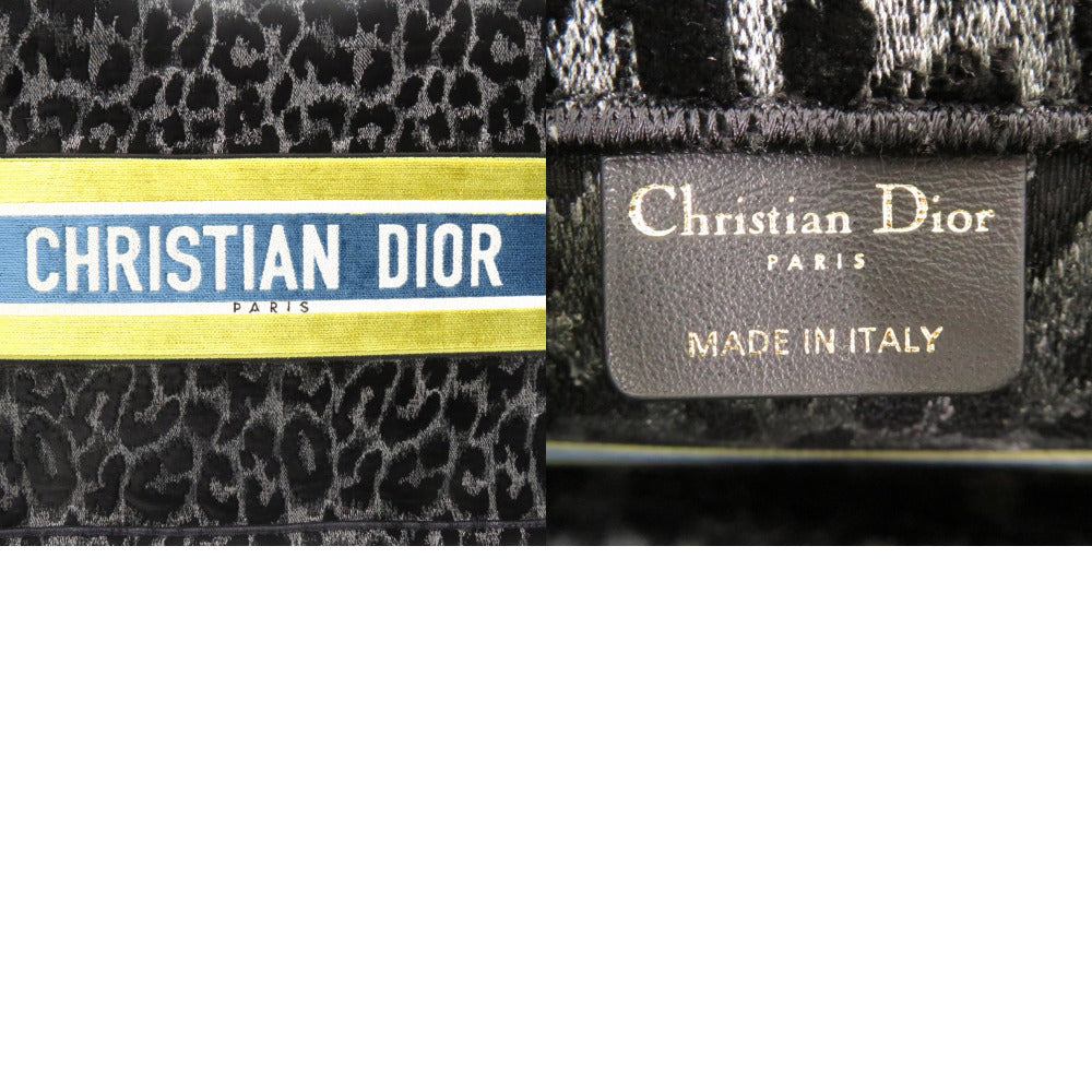 Christian Dior Tote Bag Velor Black Velour Book Tote Leopard Print Medium Tote Bag Women(unisex) Used Authentic