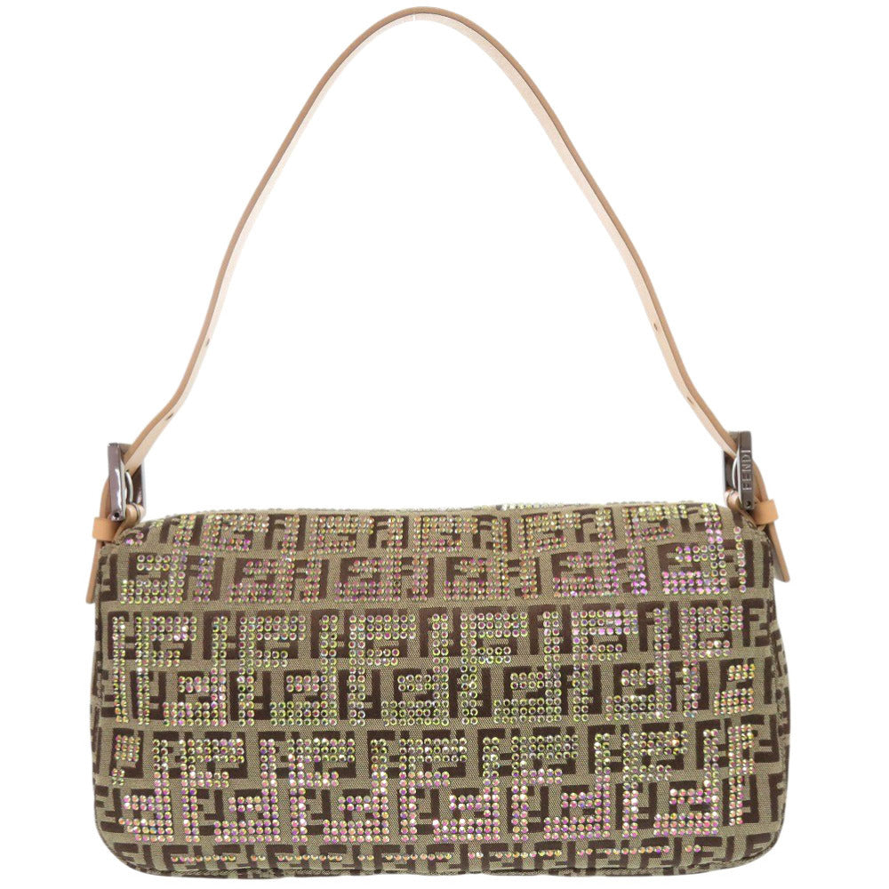 Fendi Shoulder Bag 8 Br000 Canvas, Stone Beige One Shoulder Bag Mamma Bucket Zucca Pattern Ff Metal Women Used Authentic