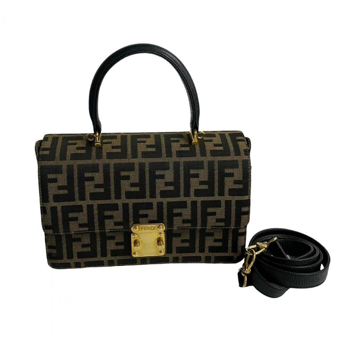 Fendi Shoulder Bag Leather Black