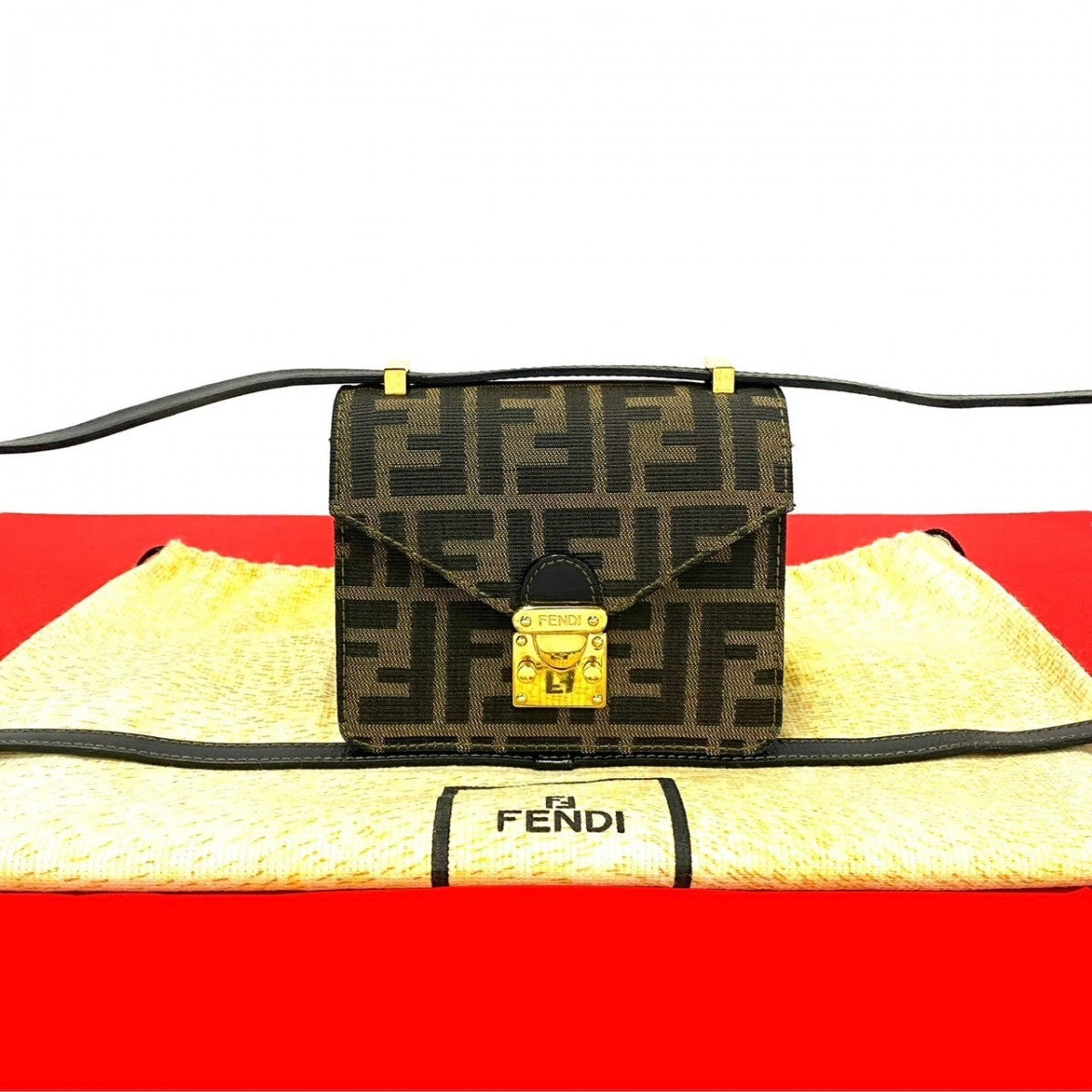 Fendi Shoulder Bag Leather Brown