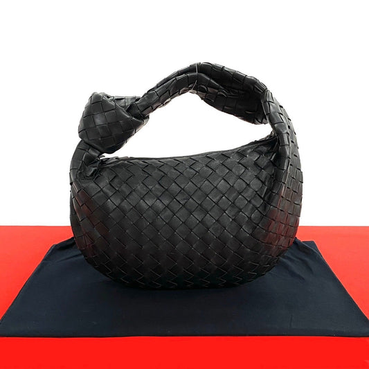 Bottegaveneta Handbag Leather Black Intrecciato Jody Women Used Authentic