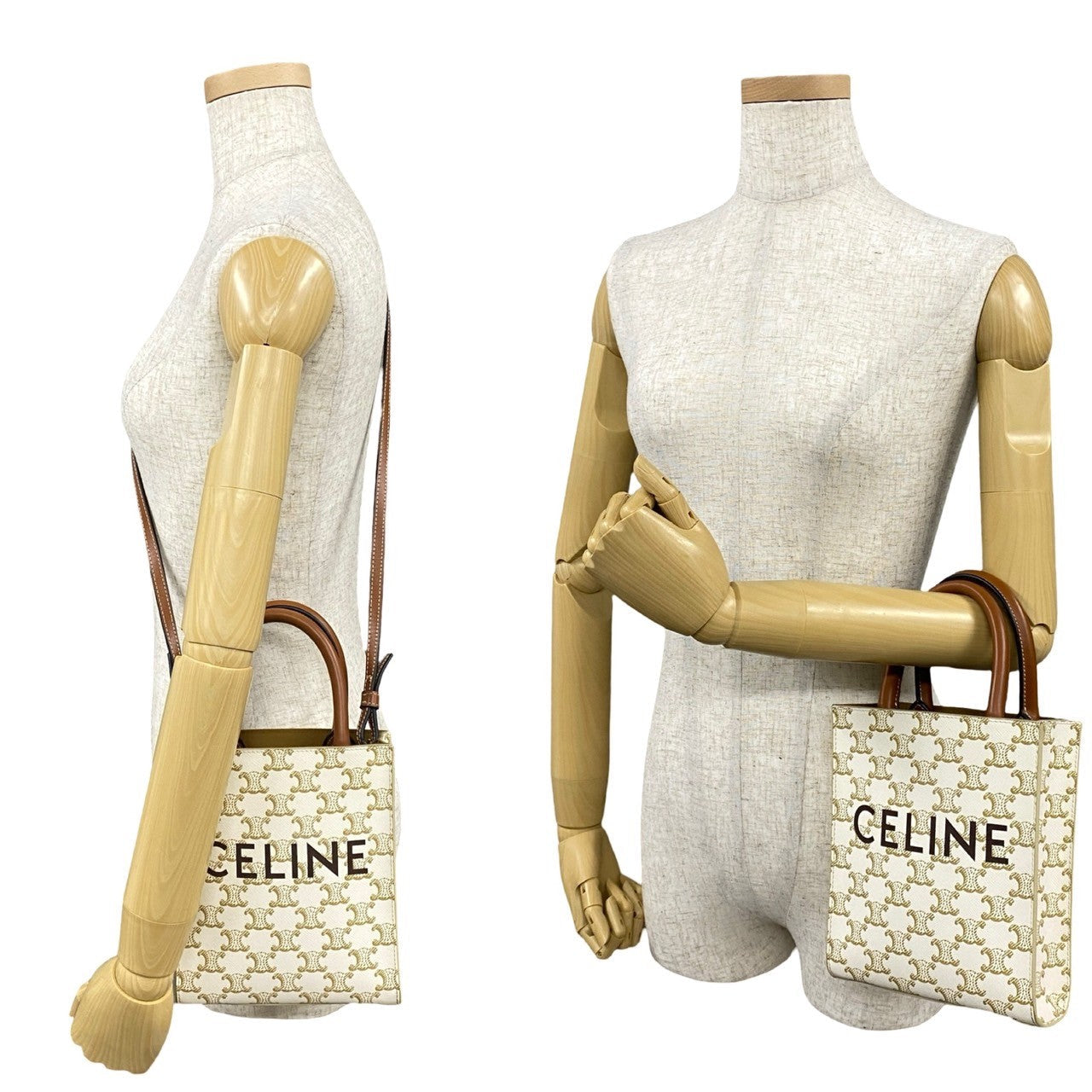 Celine Shoulder Bag Leather, Pvc White Vertical Hippo Mini Women Used Authentic