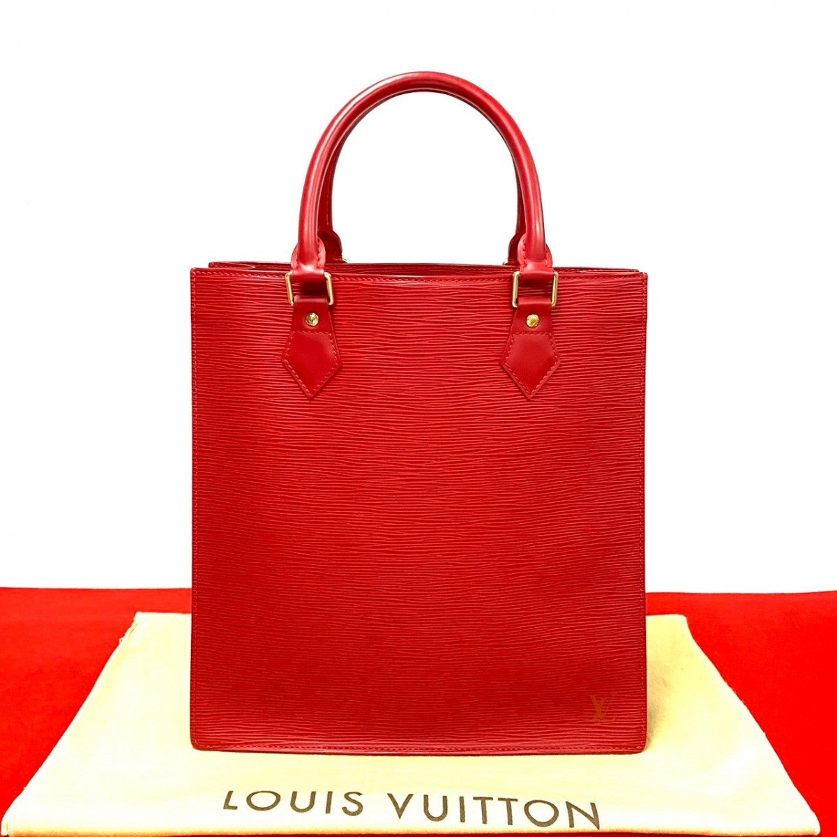 Louis Vuitton Tote Bag Leather Red Epi Sac Plat