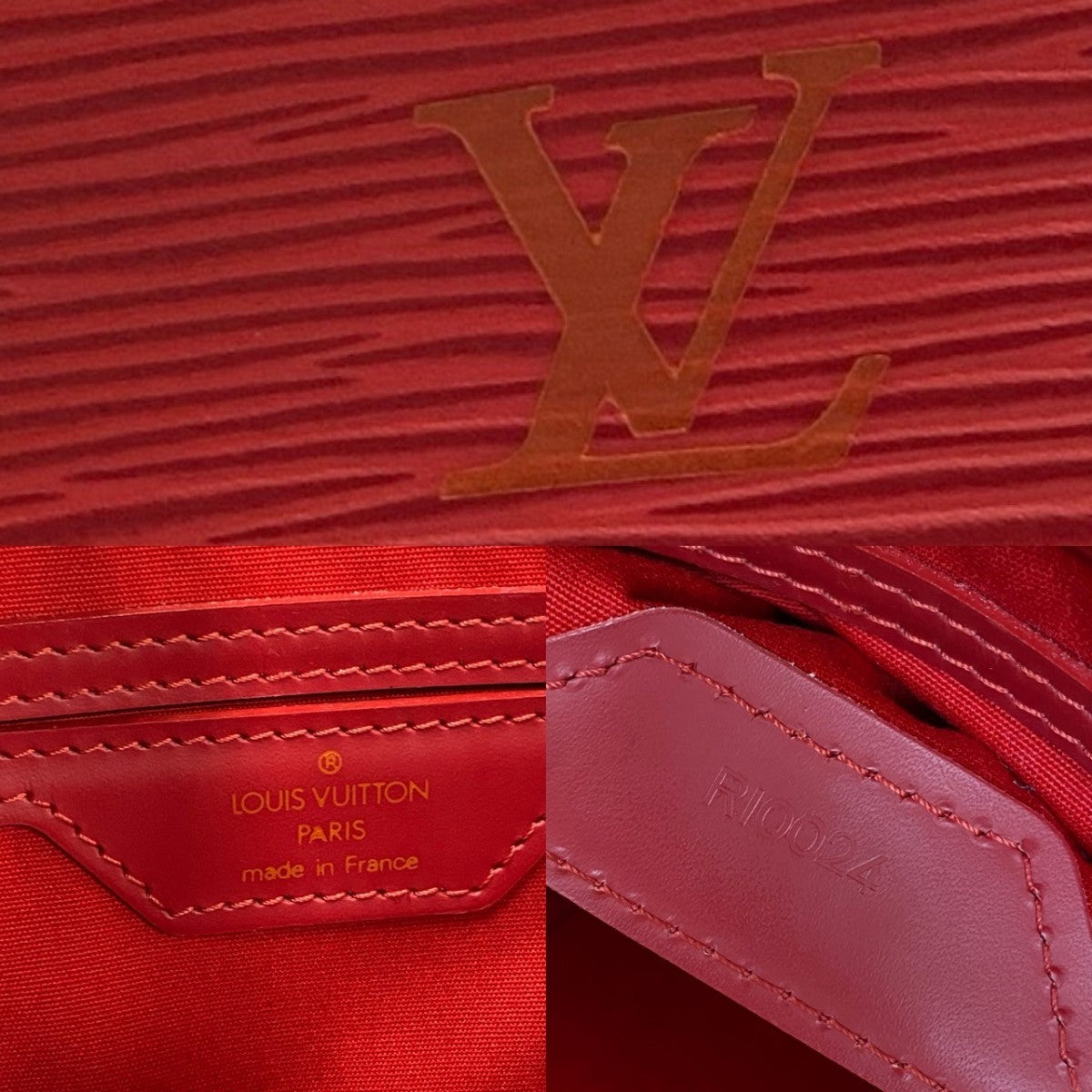 Louis Vuitton Tote Bag Leather Red Epi Sac Plat