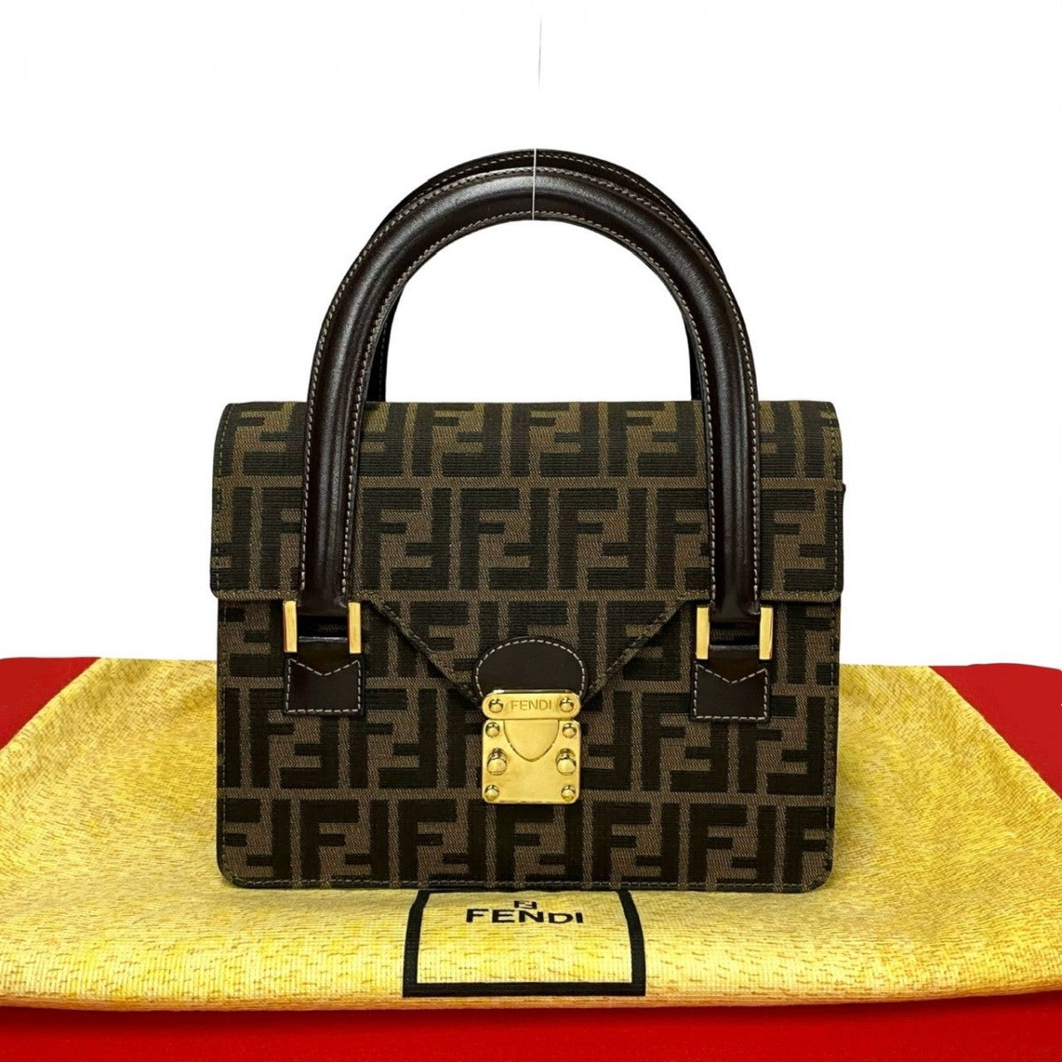 Fendi Handbag Canvas Brown